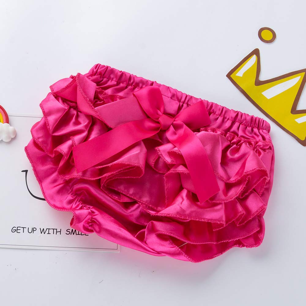 Baby Girl 2-Piece Outfit – Bowknot Ruffle Top & Nappy Shorts Set, Red, Cotton Blend, Size M