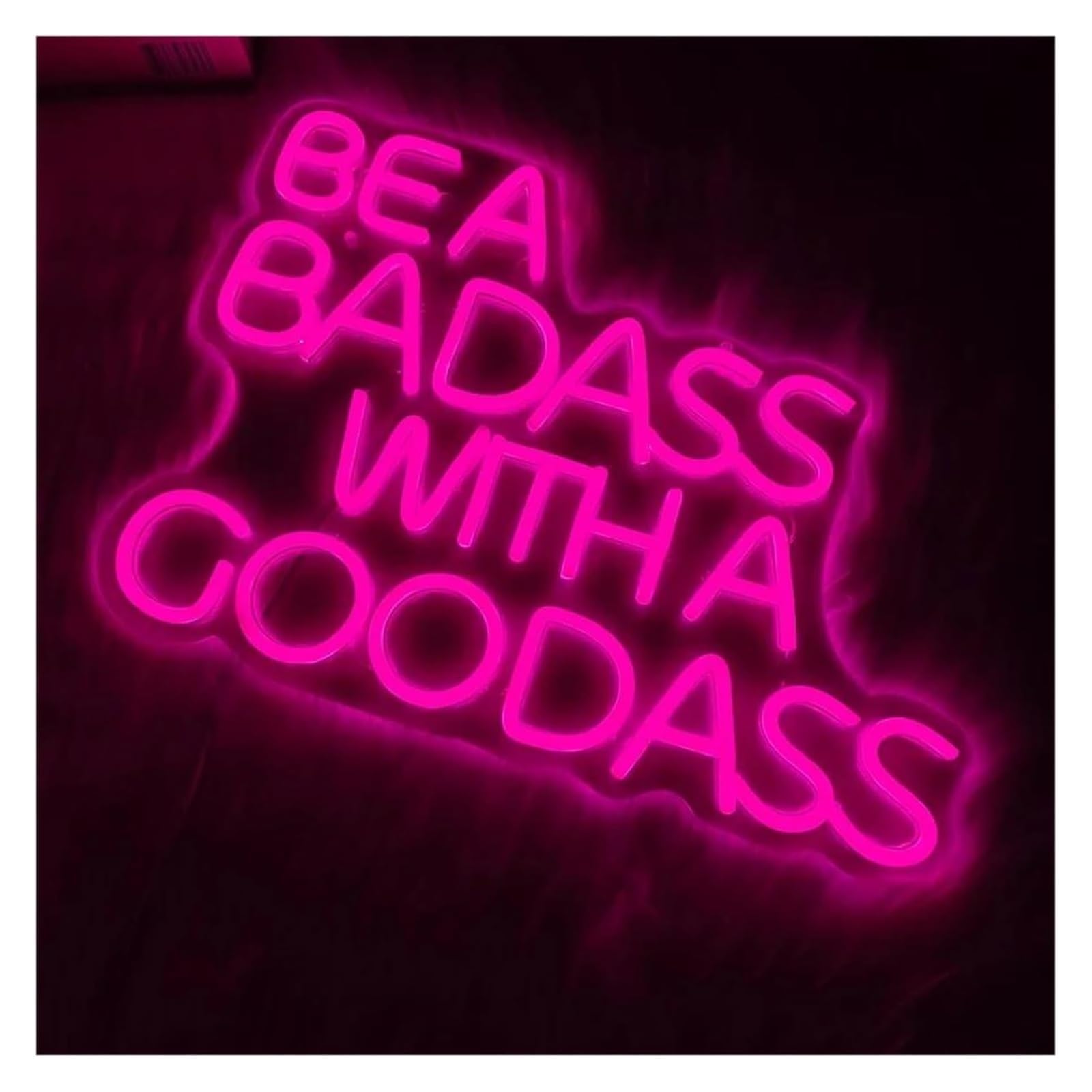 Segno di luce al neon Insegna luminosa al neon per rosa con scritta "Be A Badass with A Good Ass" (Sii un duro bel culo) alimentata da luce