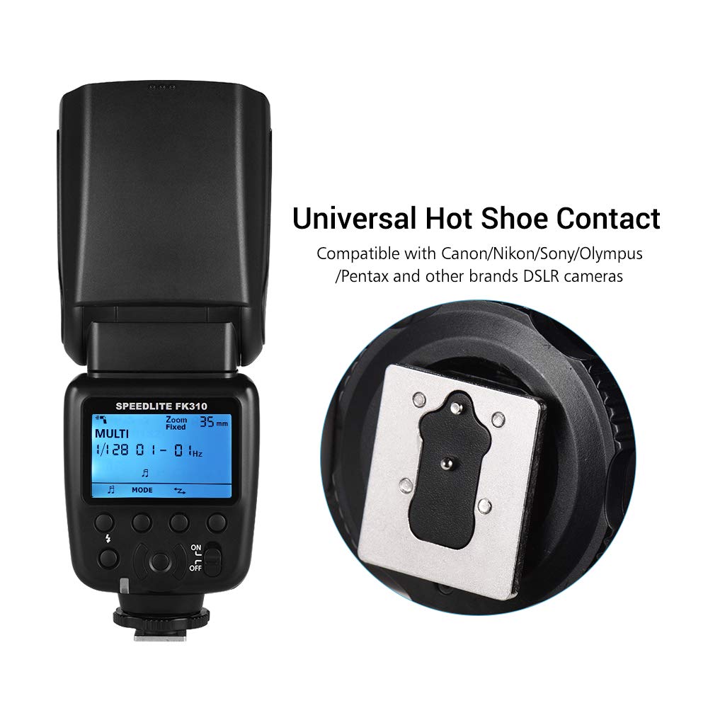 Domary Flash Universale per Fotocamera Wireless GN33 Display LCD IGBT Manuale S2 con Testina Rimbalzante e Porta di Sincronizzazione da 3,5 Mm per Fotografia di Eventi con Ritratt