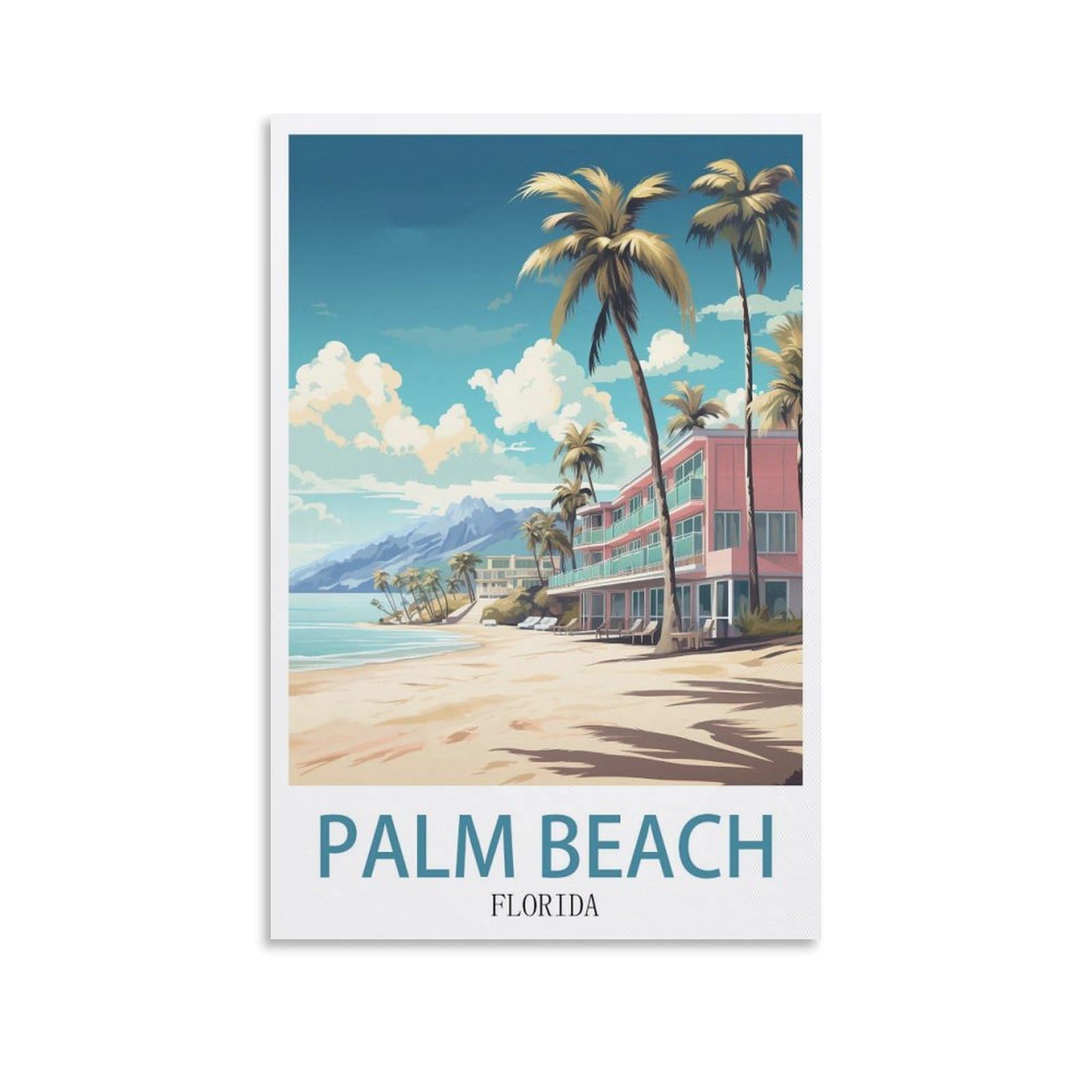 Ezmlfa S133 5D Diamond Art Kits For Beginner,Palm Beach Florida,Diamond Picture Art For Beginner, Diy Gem Cross Stitch Creative Gift Home Wall Decor 50X60cm