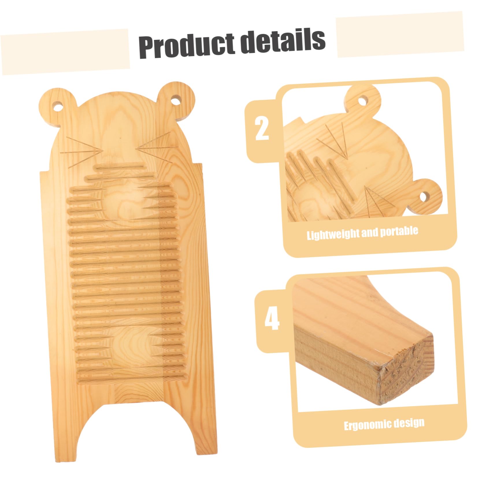 KOMBIUDA Planche à Laver en Bois, Design Ergonomique, Légère et Portable, Vêtements, Maison Voyage