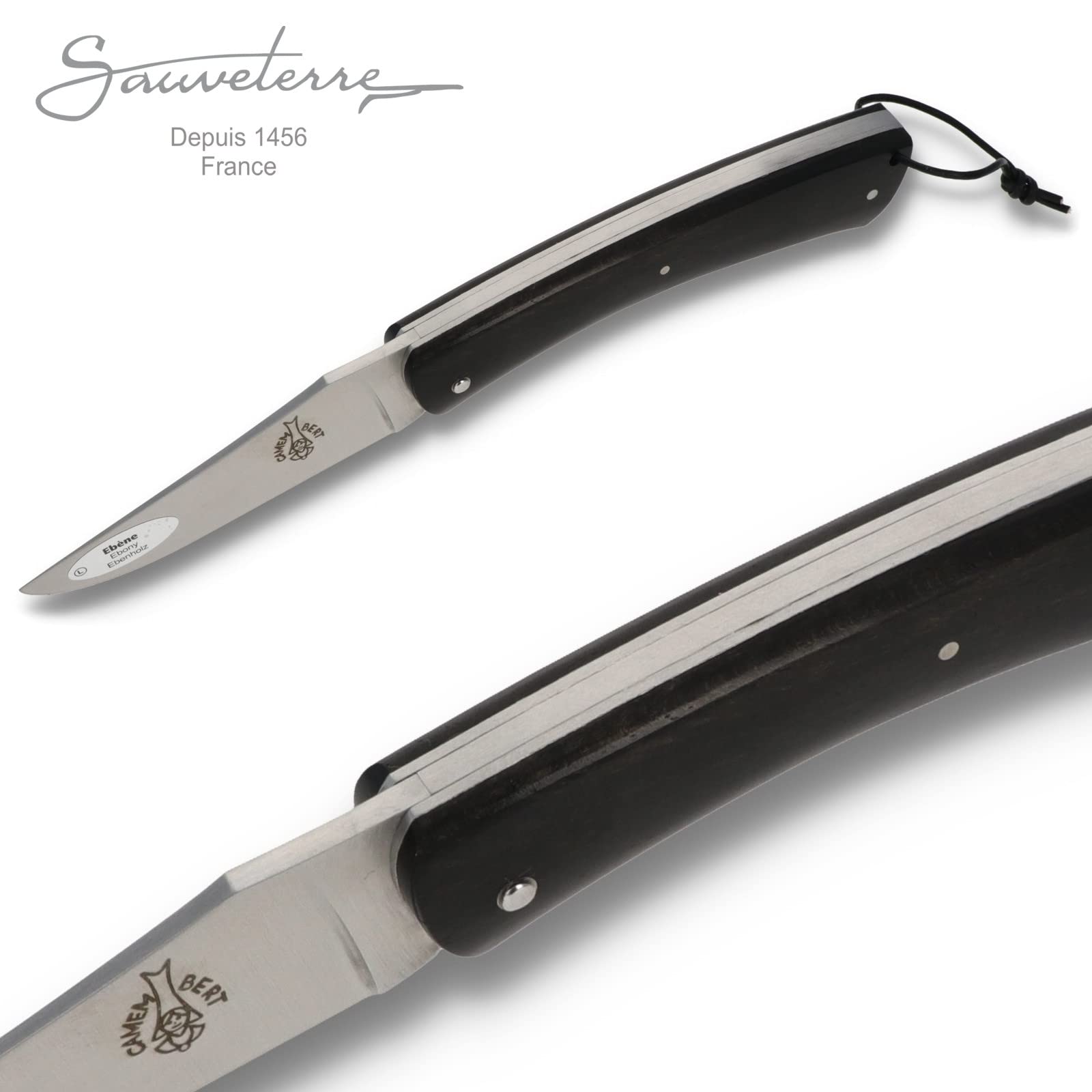 Le Camembert Taschenmesser - 11 cm Griff Ebenholz Plein Manche - Klinge matt - Messer Frankreich