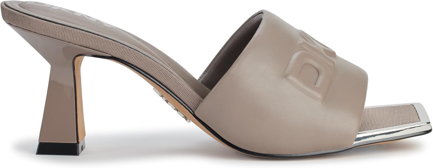 DKNY womens Keke Square Toe Heeeld Sandal Mule With Logo - Image 5