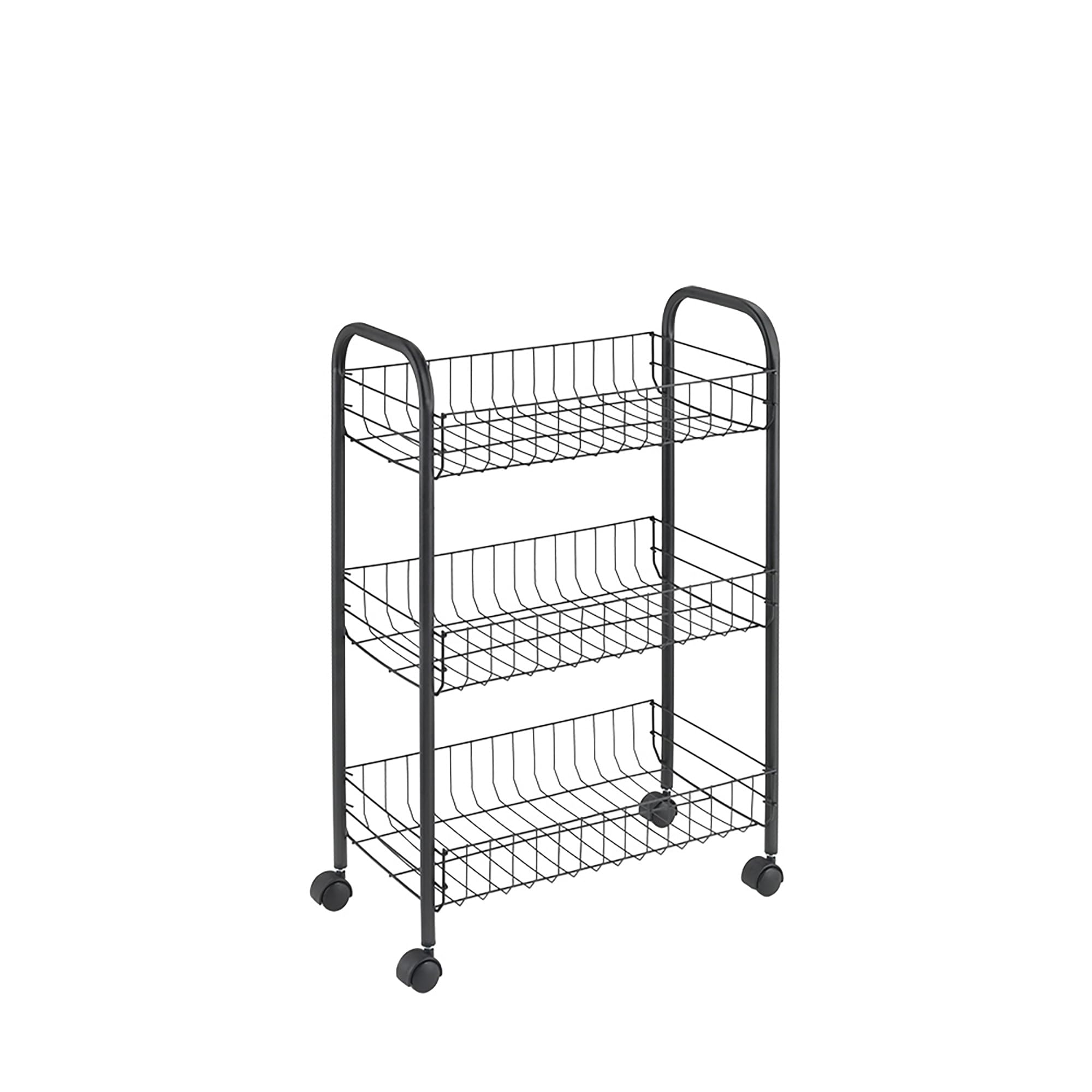 Metaltex Lugano 3-Tier Trolley with Wheels - Multipurpose Storage Cart for Home including Kitchen, Bathroom, Office and Garage - Touch-Therm Lava, 41 x 23 x 63 Centimetres
