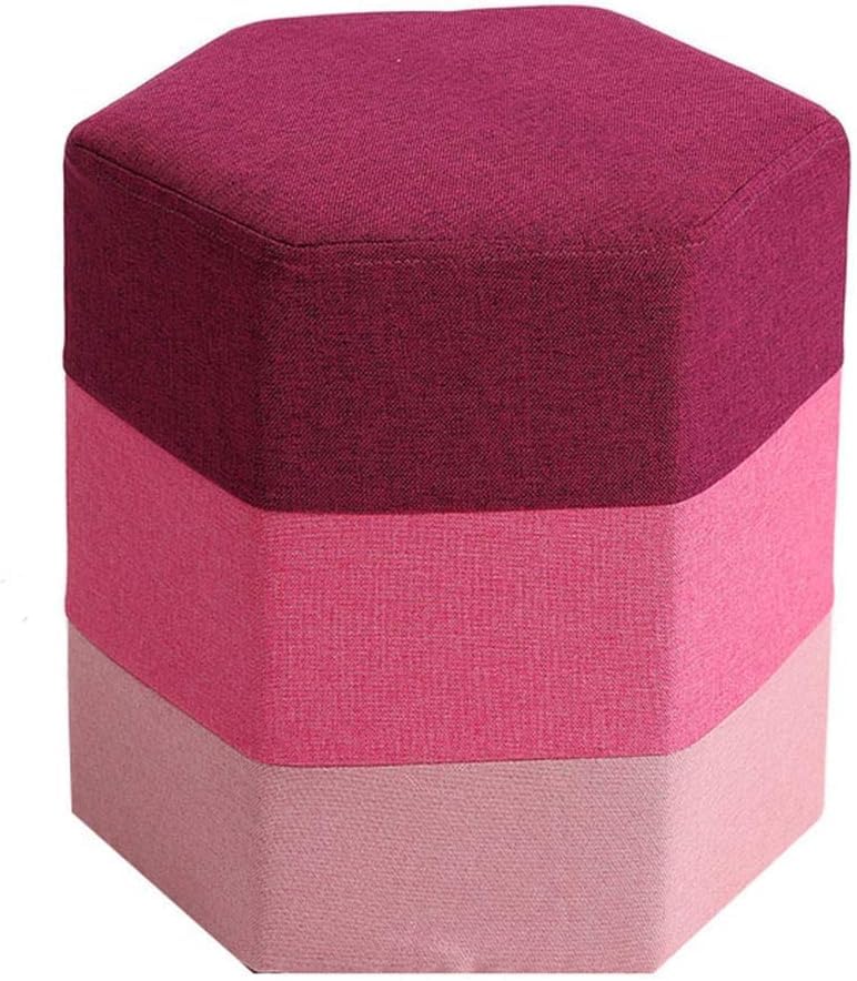 Tabourets hexagonaux rembourrés en tissu design multicolore