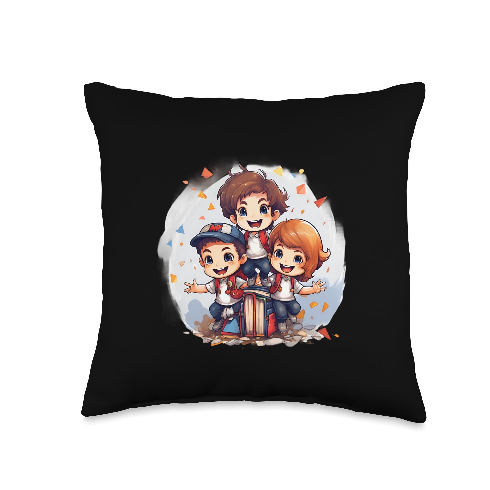 Teacher School First Day Happy Throw Pillow, 16x16, Multicolor