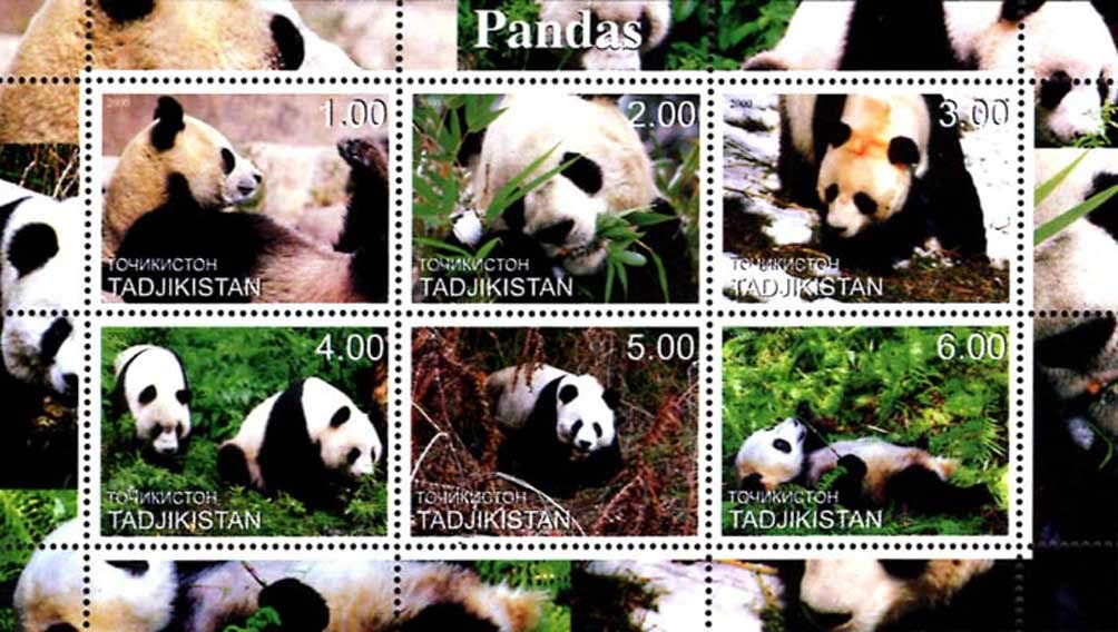 Stamps-Hobby: Tajikistan 2000 Panda Wild Animals | 6v Mint Thematic Stamps (1 Souvenir Sheet)