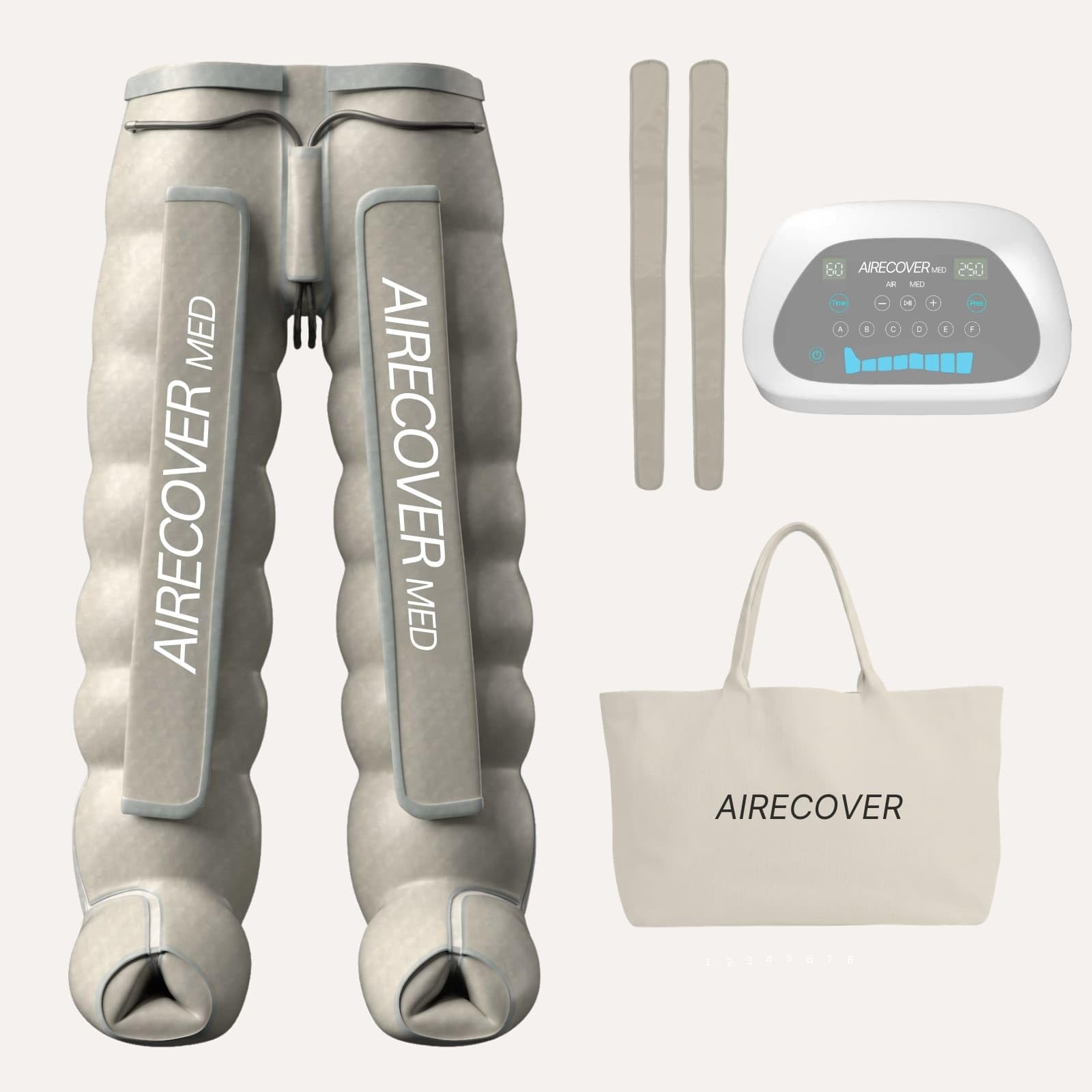MED 8 Pantalón de Presoterapia Profesional – 8 Cámaras Superpuestas, 30–250 mmHg, Masaje de Compresión Piernas y Glúteos, Drenaje Linfático, Recuperación Muscular y Celulitis