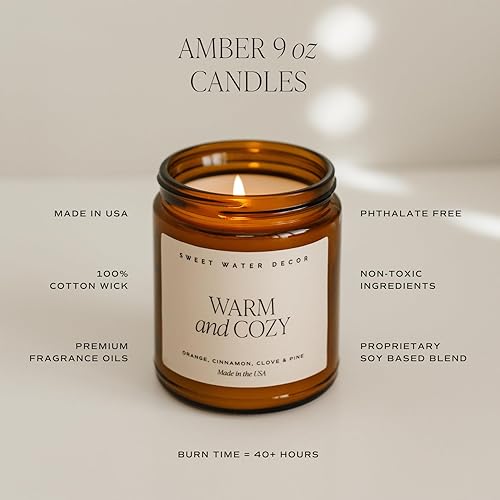 Miniatura 4 de Sweet Water Decor Sunday Brunch Soy Candle  Apple, Cinnamon, Orange and Bourbon Scented Candles for Home  9oz Amber Jar + Black Lid, 40+ Hour Burn