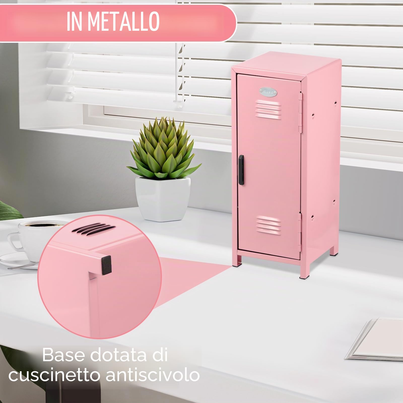 Mini armadietto con serratura e chiave, 27,5 x 10,5 x 10,5 cm, in metallo antiruggine, piccolo spazio da scrivania, con scomparti per desktop e ragazze e ragazzi