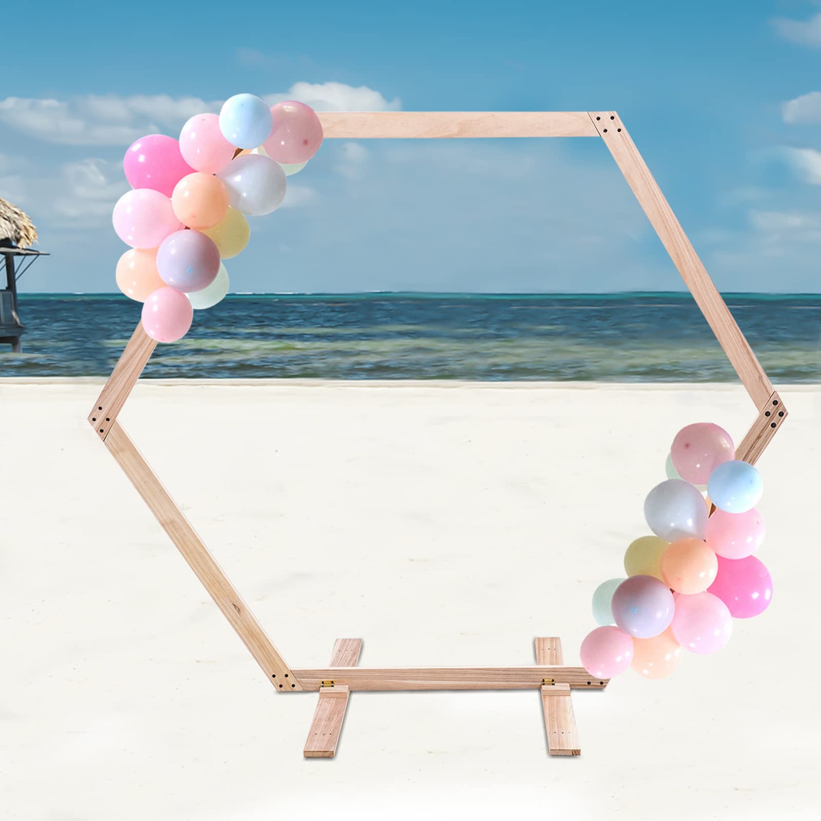 Holz Rosenbogen Hochzeitsbogen Hexagon, Sechseckiger Holzbogen Ballon Bogen Traubogen Hochzeit Hintergrund Stand, Ständer FüR Traubogen Hochzeit Party