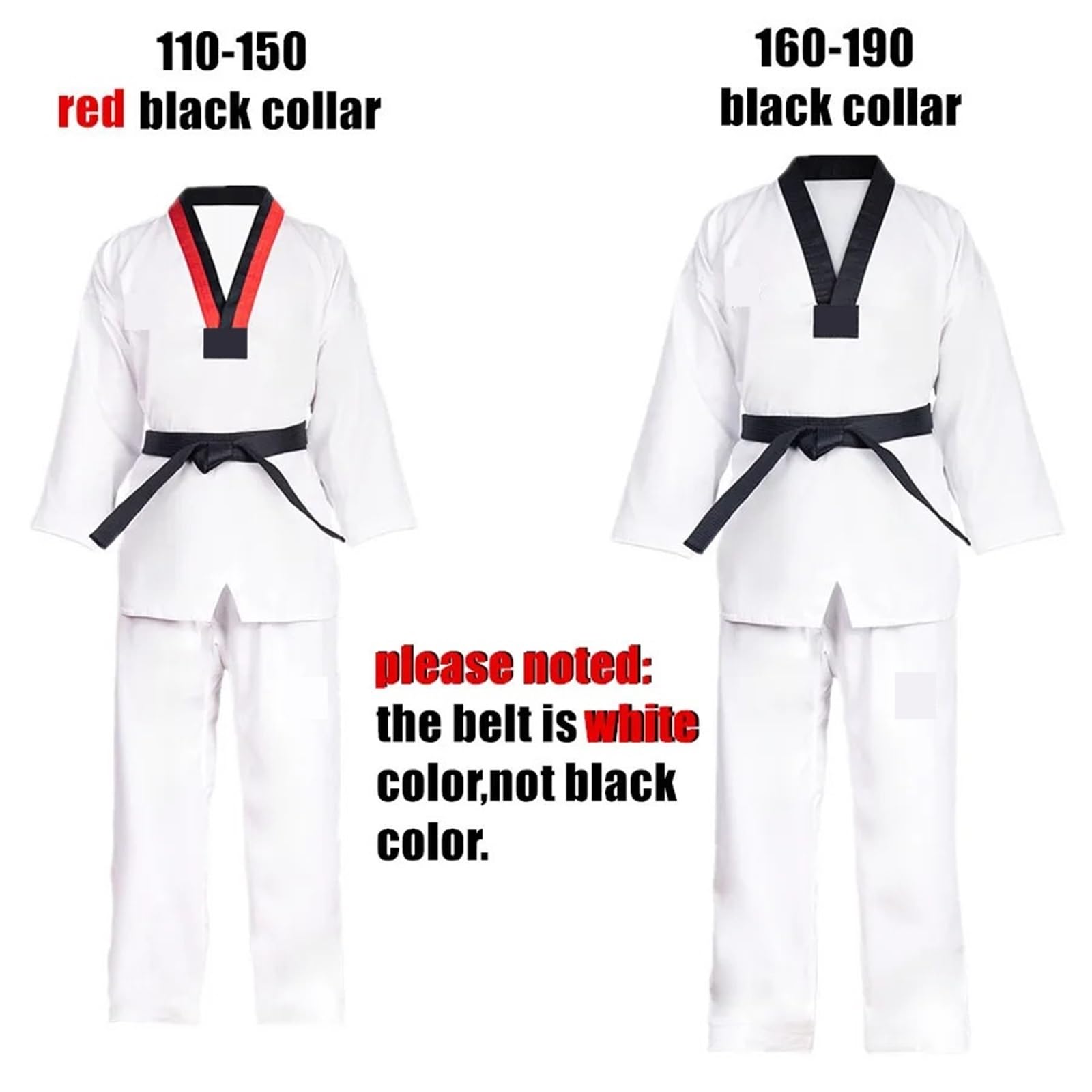 Karate-Anzug Kleidung Weiß Taekwondo Uniformen Karate Judo Dobok Kleidung Kinder Erwachsene Unisex Langarm Gi Uniform(L 160)