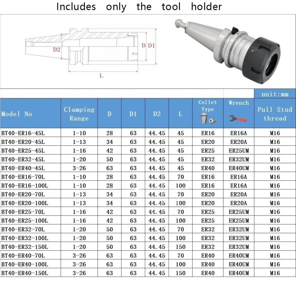 Titular Portaherramientas BT ER de alta precisión 0,002 mm, for cabezal fresadora/torno CNC (1 unidad)(30 * 25 * 70)