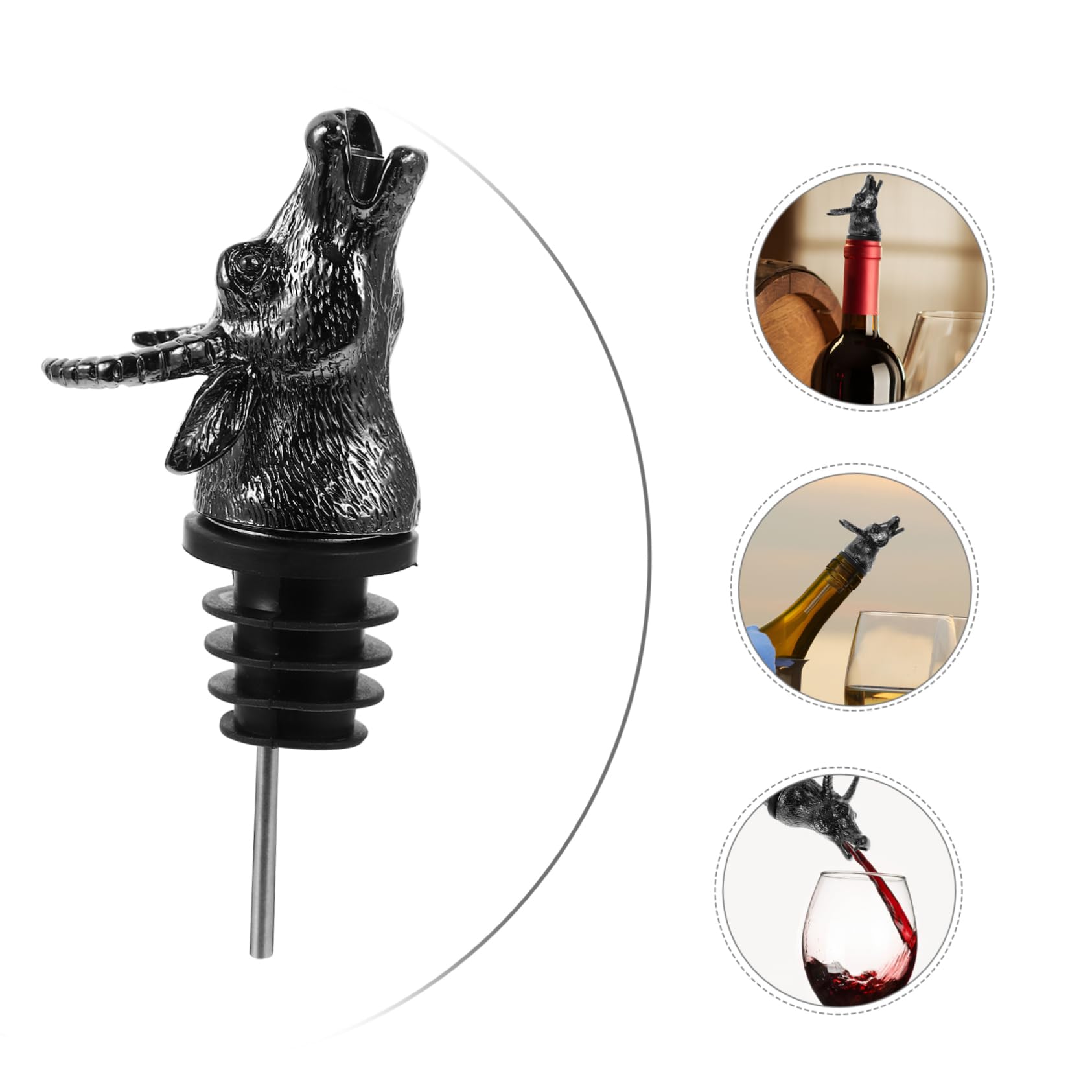 Cabilock Alcohol Bottle Pour Spouts Cow Head Wine Pourer Fun Party Accessory Alloy Material Construction