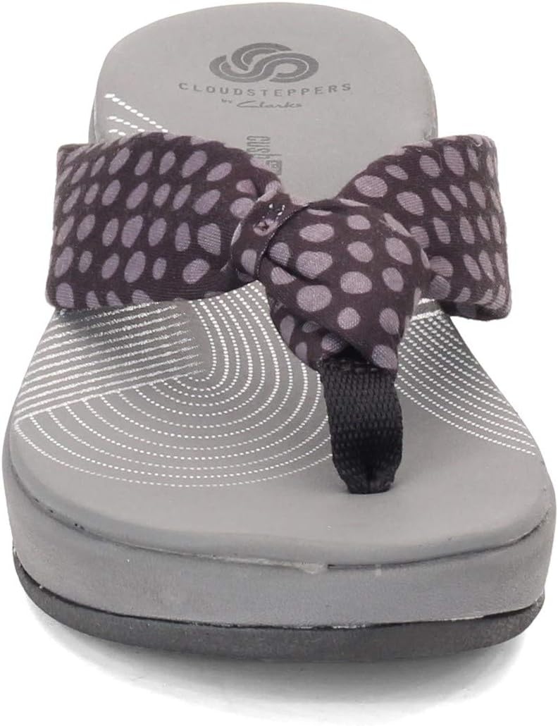 Clarks Women's Arla Glison Flip-Flop 5 Black Textile Grey Dots