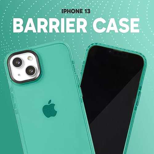 Miniatura 2 de SteepLab Funda de barrera para iPhone 13, protección de 360 grados que absorbe impactos con bisel elevado y colores llamativos (azul turquesa pulido)