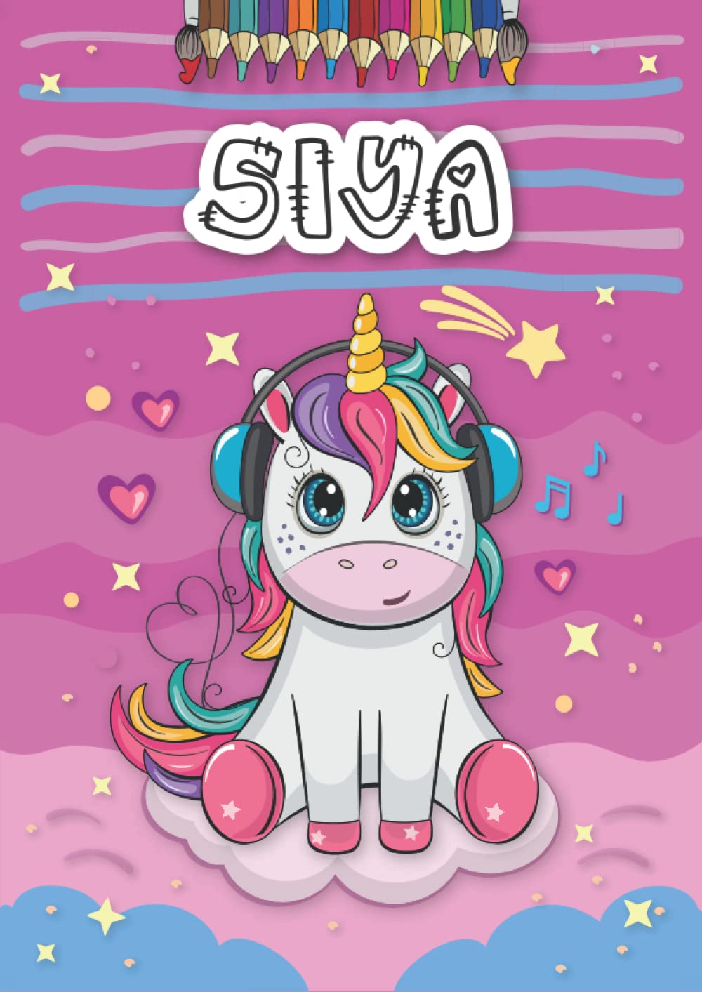 Siya: Personalized Coloring Book for Siya | Theme: Unicorn | Birthday gift for girl, daughter ... | Ages: 4-8 | 25 unicorn designs with name Siya,