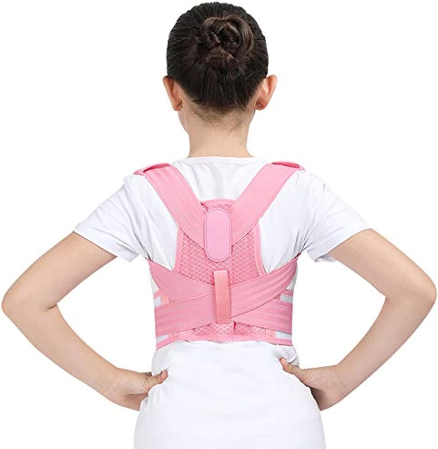 LLF Adjustable Children Posture Corrector Back Support Belt Kids Orthopedic Corset For Kids Spine Back Lumbar Shoulder Braces Health (Pink,S)