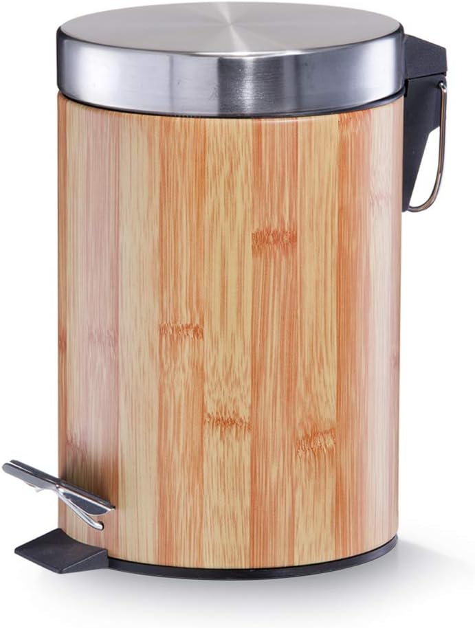 axentia 116809 Kosmetikeimer Bonja aus Bambus und Edelstahl matt