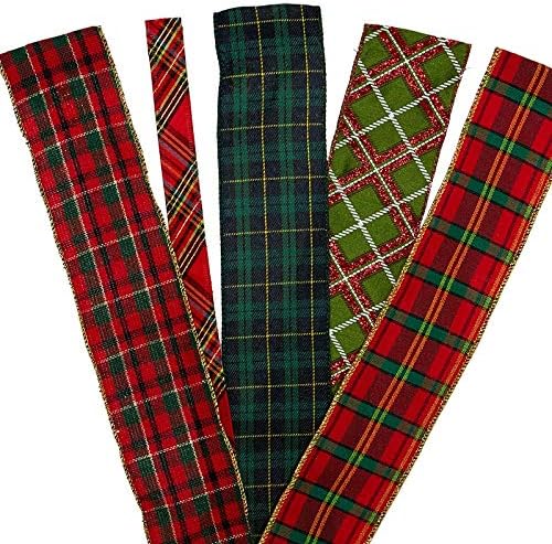 2 1/2" X 10 Yards Red/Black Gingham Wired Ribbon Christmas