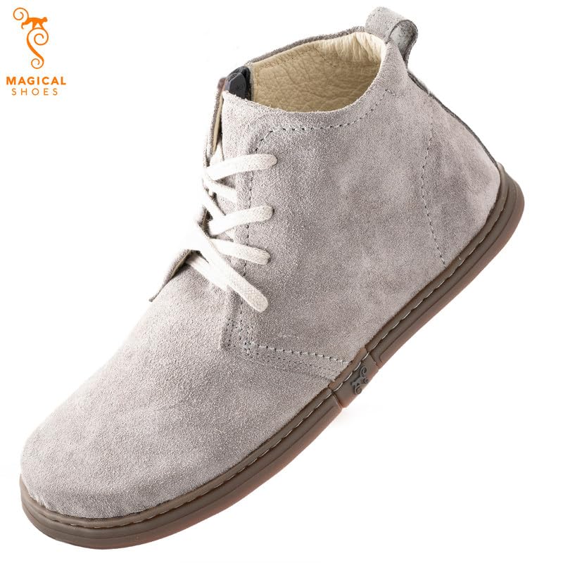 Magical Shoes Chukka Boots minimalistyczne buty dla kobiet i mężczyzn, sznurowane buty, chukka buty za kostkę, skórzane buty z zamkiem błyskawicznym, Barefoot
