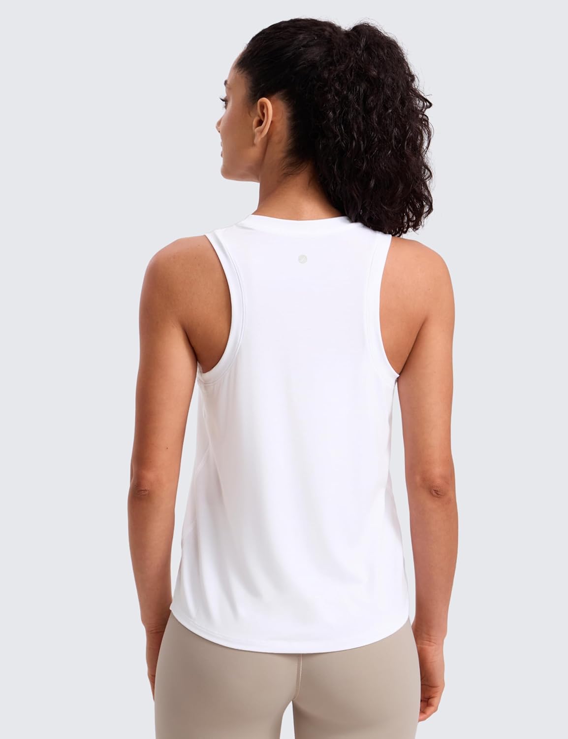CRZ YOGA Quick Dry Racerback Tank Tops for Women Hip Length - Workout Athletic Running Gym Sleeveless Shirts Crewneck