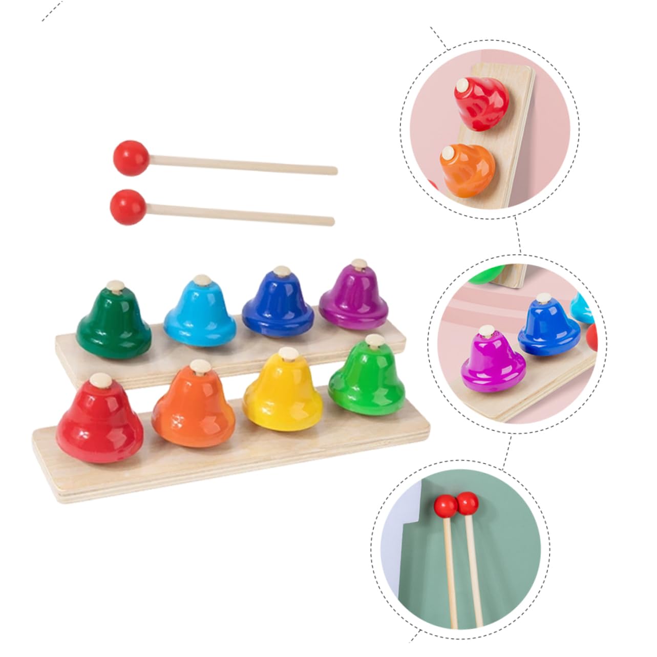 SUPVOX Campanelli Mano Colorati per Strumenti Musicali Percussione per Ragazzo Ragazza Giocattoli Interattivi per Sviluppo Mano-cervello e Interesse per Musica