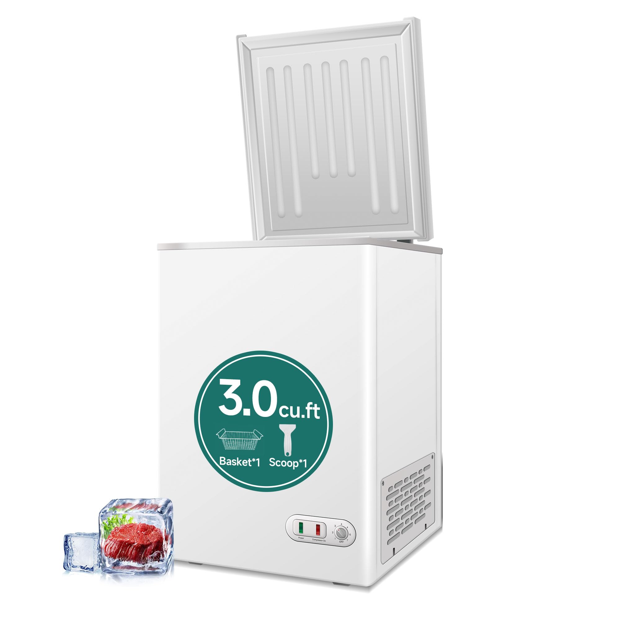ORIKOOL BD105-FBA 3.5 cu ft Chest Freezer White