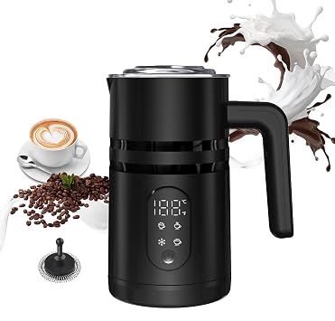 GKXLH 350 mL 4 in 1 Milk Frother Electric with Temperature Display Black