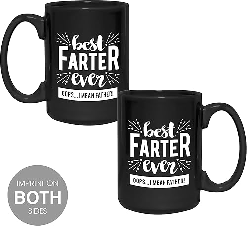 Miniatura 3 de Canopy Street Taza con texto en inglés "Best Farter Father Ever", taza de café negra de 15 onzas para papás, regalo divertido para el Día del Padre,