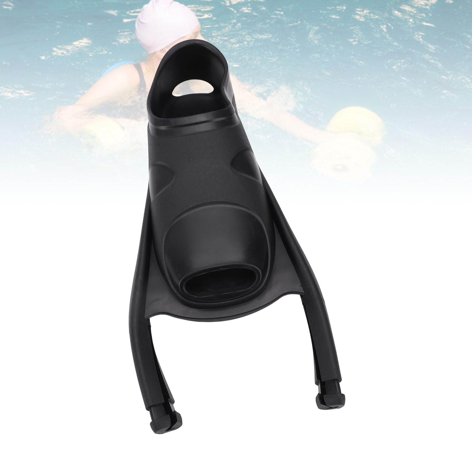 Aleta de buceo con bolsillo para pies, TPR Longblade, aleta de buceo de ala larga, bolsillo para pies para equipo de natación, color negro