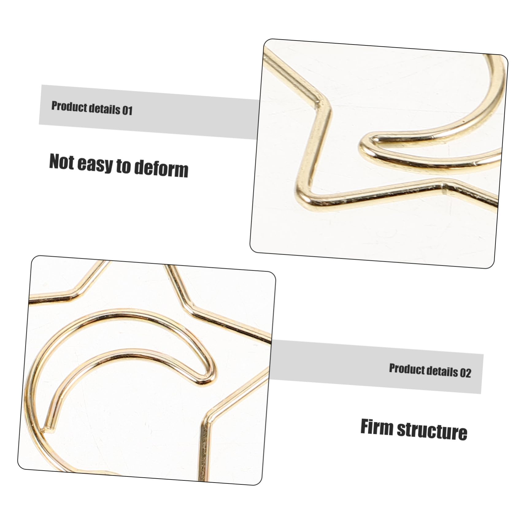 STOBOK 300stücke Sternförmige Papierclips Praktische Und Hübsche Büroklammern Für Dokumente Notizen Und Fotos Goldene Stern-mond Designs Für Bürobedarf Und Schulmaterialien