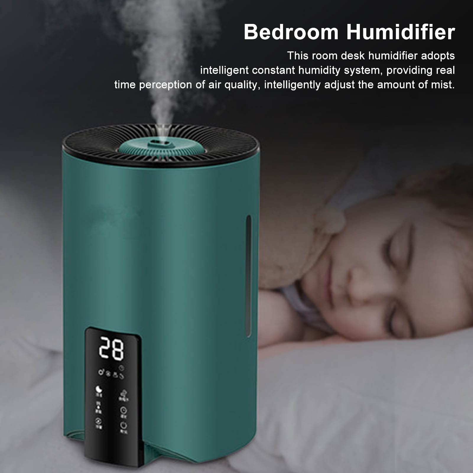Socobeta Umidificatore per Ambienti di Grandi Dimensioni 5L Nebbia Calda Fredda con 4 Sistemi di Filtraggio Tempi di umidità Costanti Intelligenti per Scrivania da Ufficio in Came