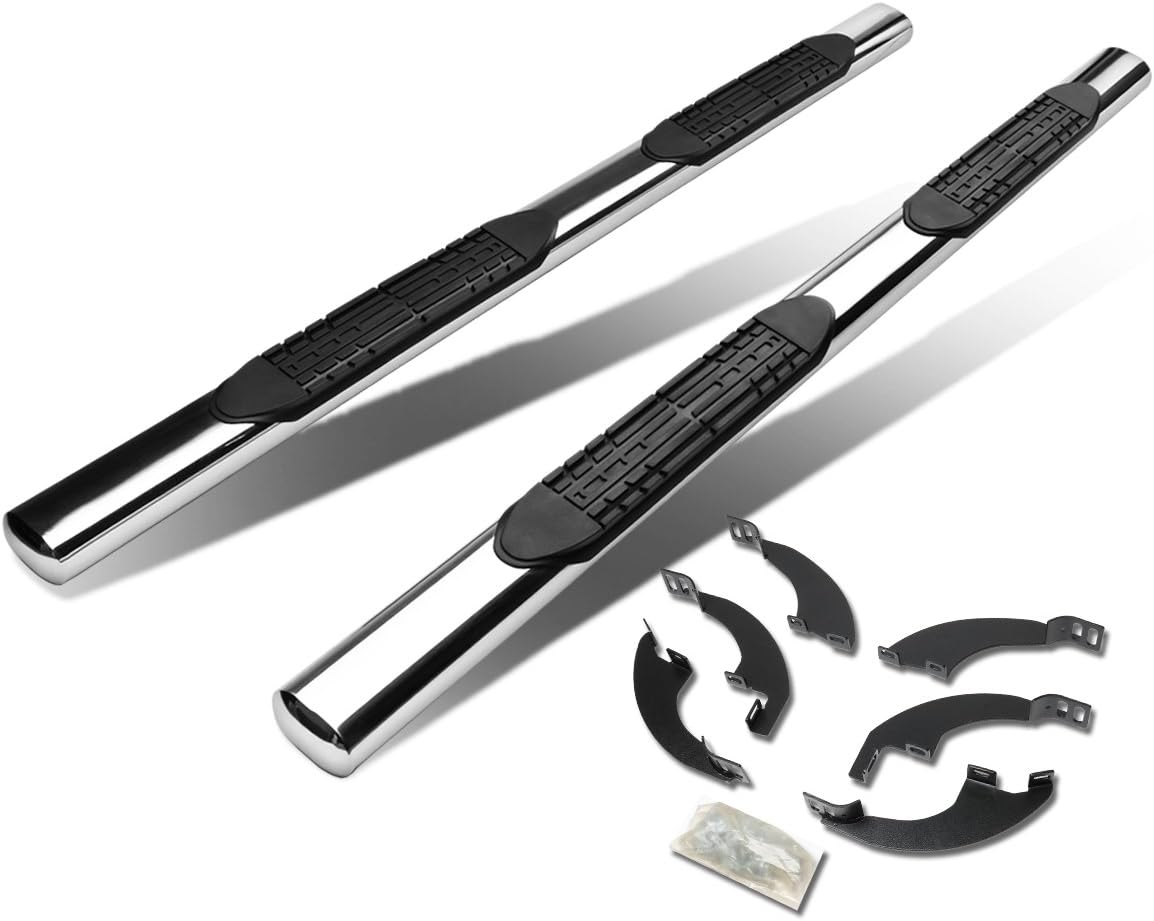 DNA MOTORING STEPB-4-889-SS 4 Inches Wide Stainless Steel Side Step Nerf Bar Running Boards Compatible with 16-22 Honda Pilot