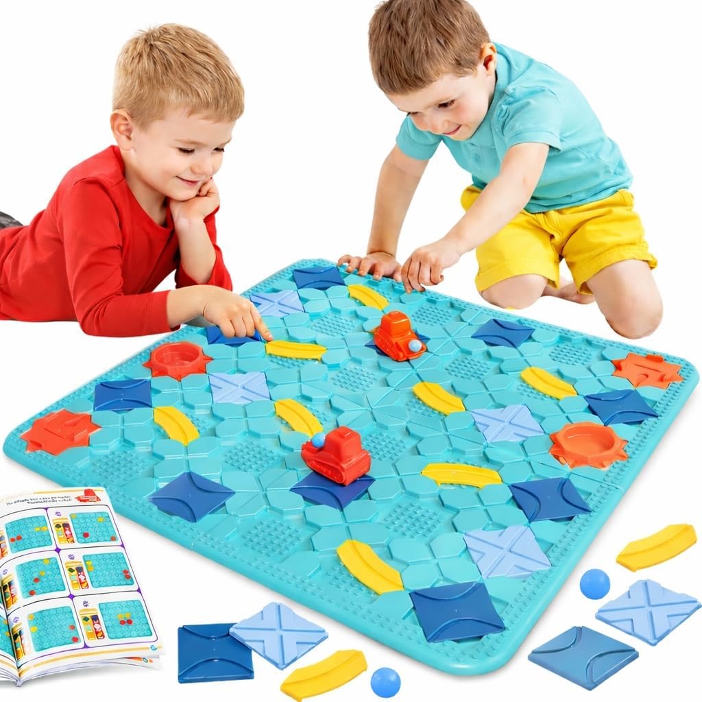 Board Game, Logical Road Builder Game for Kids – 206 Challenges Brain Teaser Puzzle, Educational STEM Toy, Compatible with Block Brands, No Batteries, Gift for Boys & Girls Ages 3 4 5 6 7 8