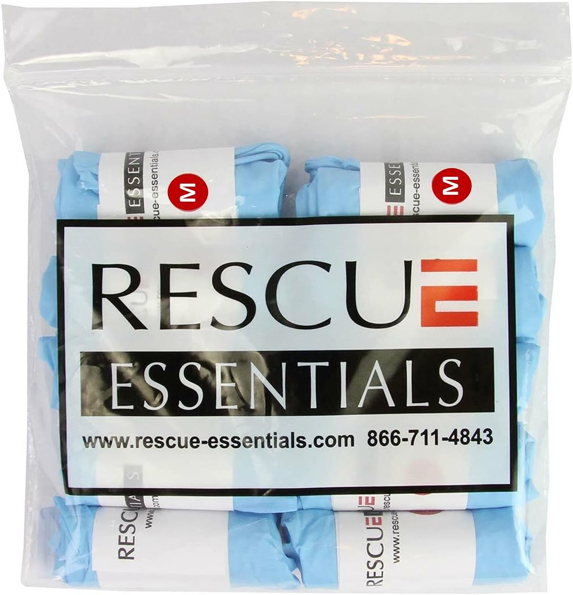 Rescue EssentialsTen Rolled Pairs Blue Nitrile Gloves, Medium