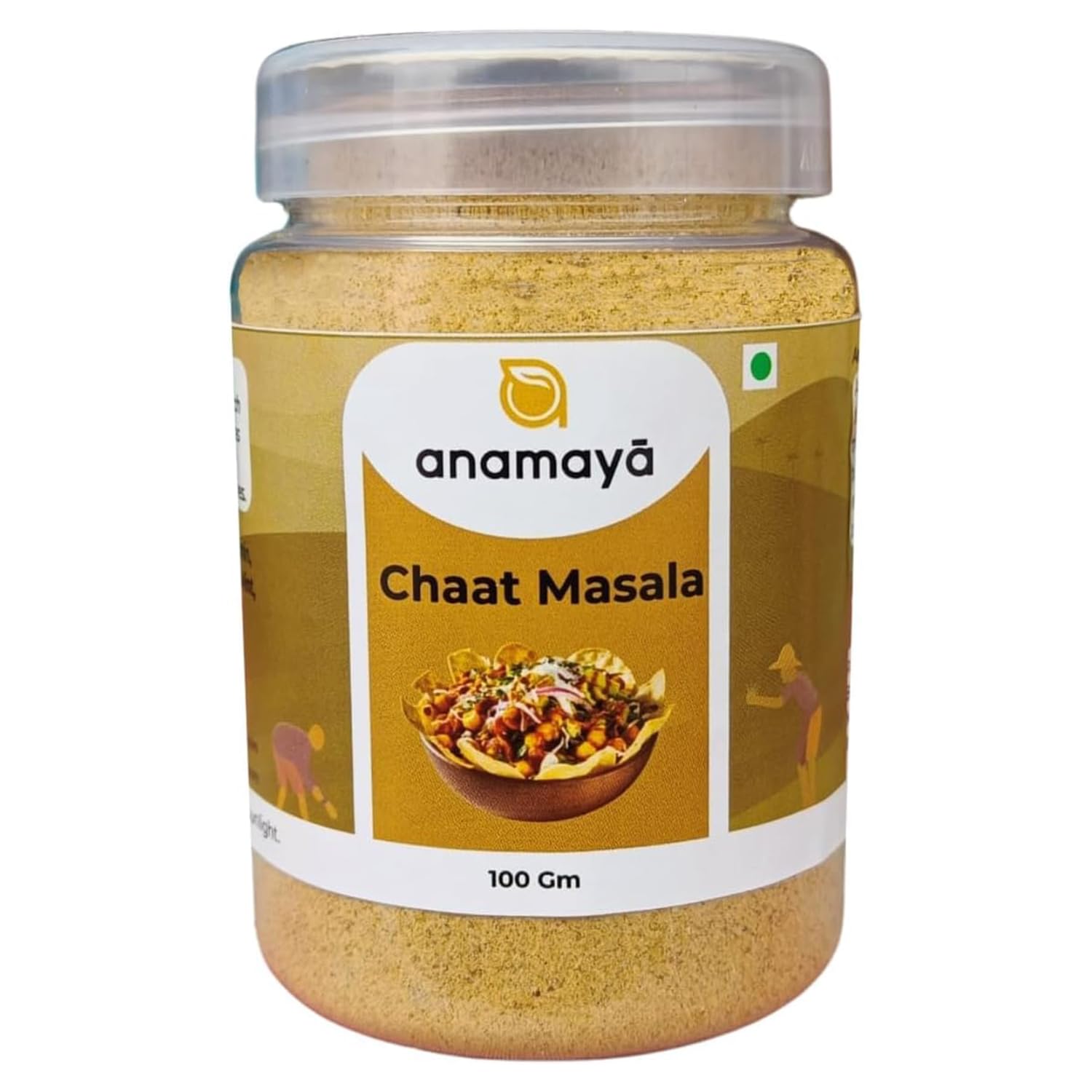 Anamaya Chaat Masala Powder 100g (3.5 oz) Jar | Chat Masala Powder | Authentic Indian Chaat Masala Spice Mix | Perfect for Chat, Salads, Fruits & Snacks |100% Pure & Natural |