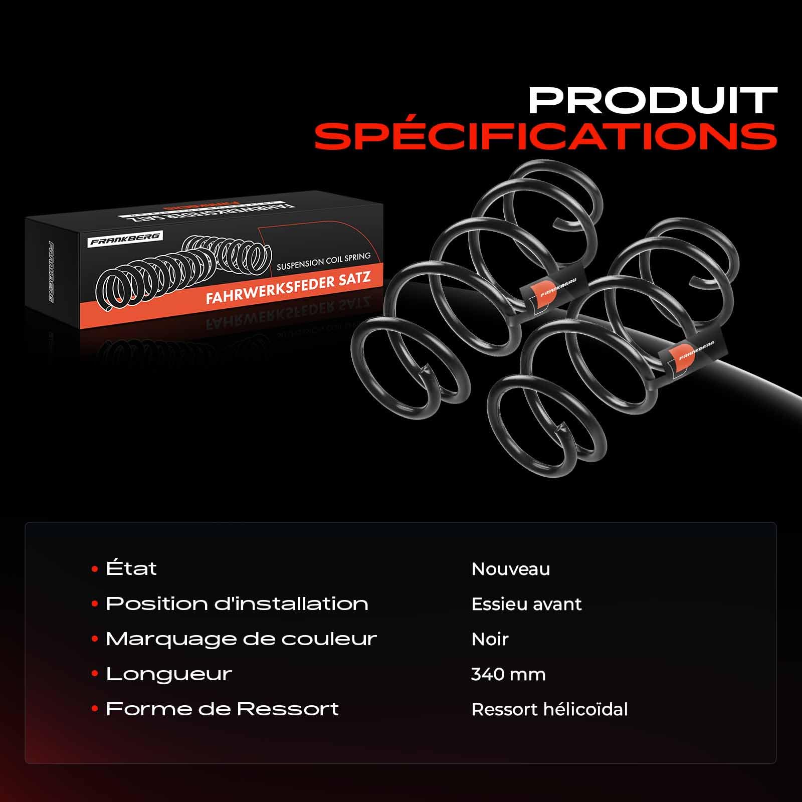 Frankberg 2 ressorts de suspension pour essieu avant 1K0411105AP
