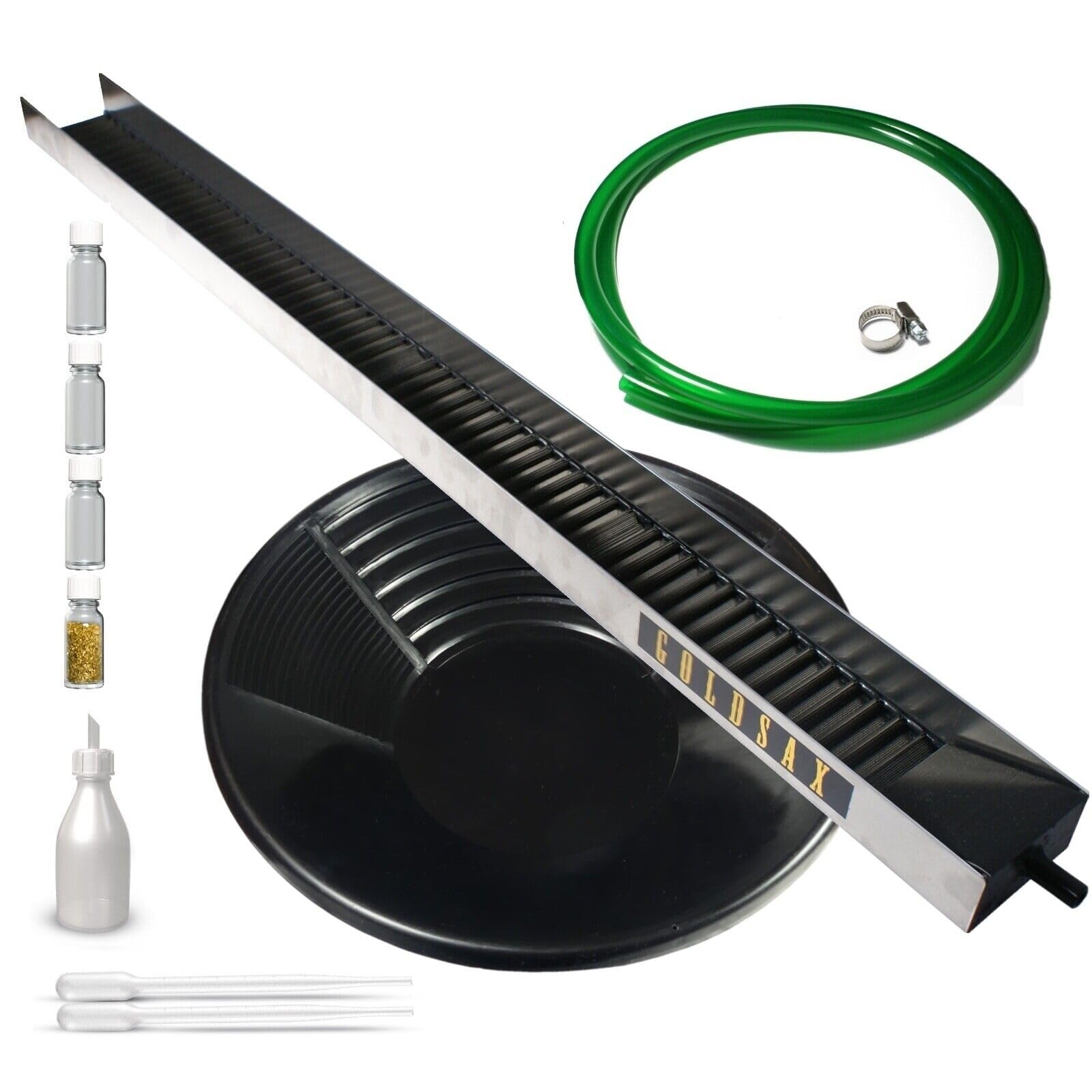 Goldsuchen Set Auswaschrinne Goldwaschpfanne & Aufbewahrungsset – Perfekt für Goldwaschen zuhause