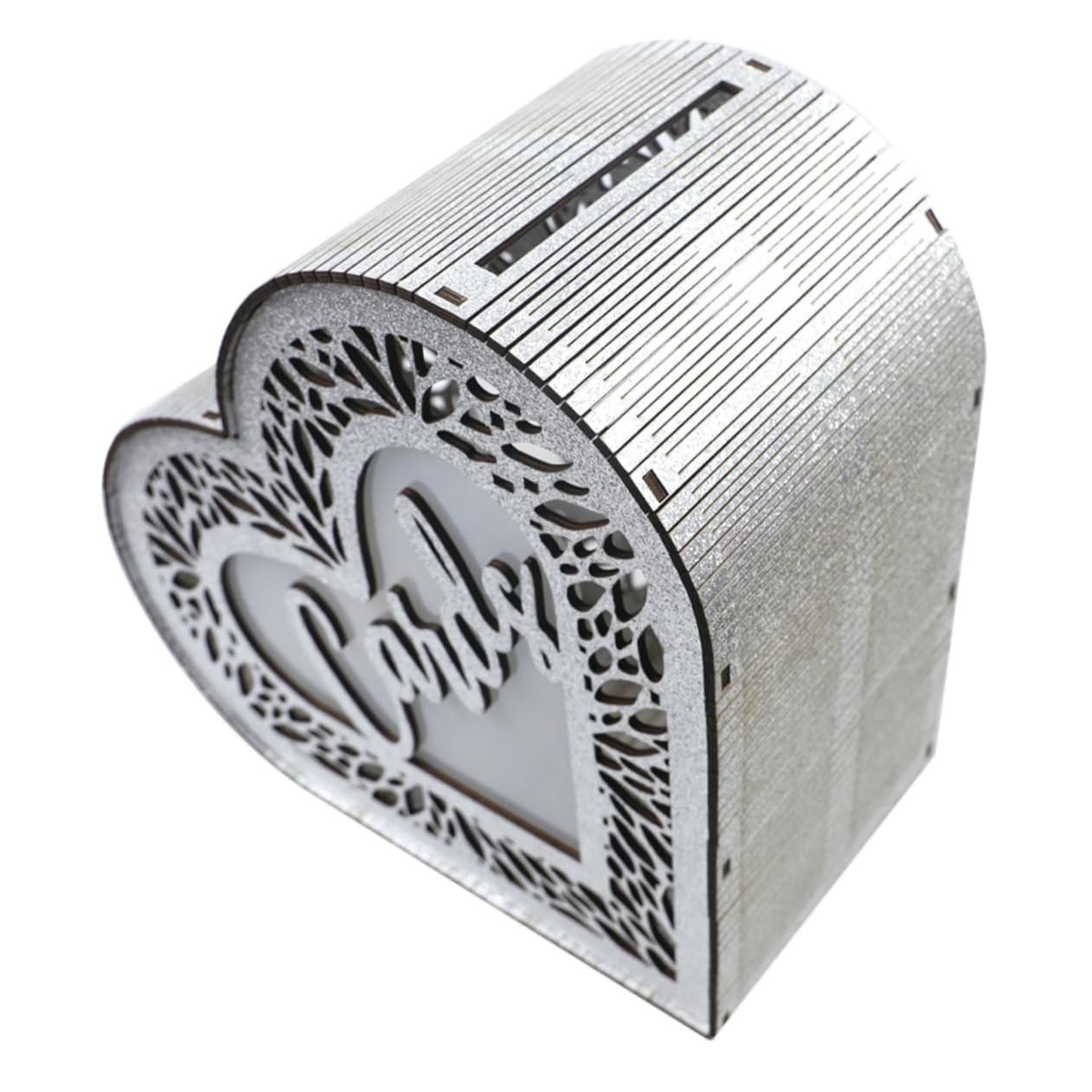 HEALLILY Wooden Heart-shaped Card Holder Box Elegant Wedding Card Container with Hollow Design for Collecting Greeting Anniversaries and Special Occasions