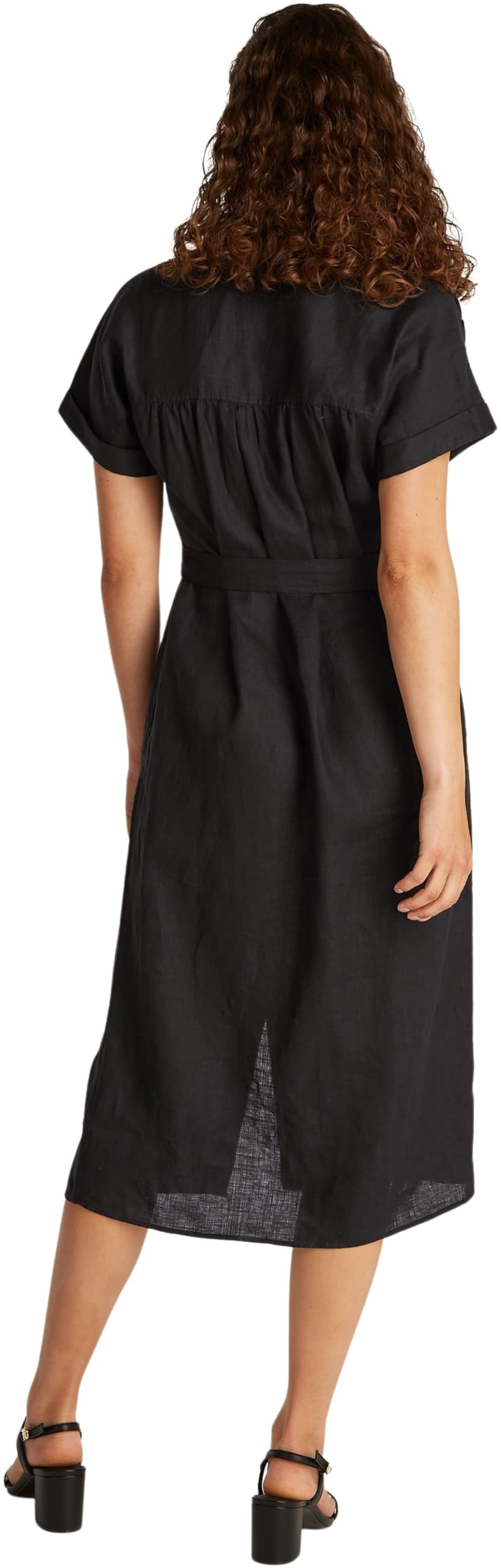 Tommy Hilfiger Donna Chemisier Linen Belted Maniche Corte