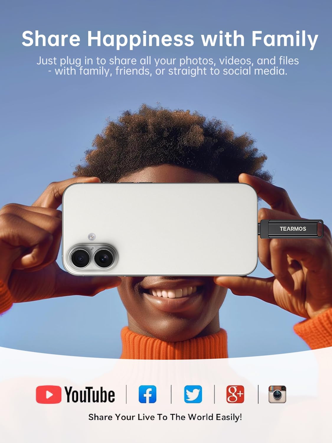 Chiavetta fotografica da 256 GB per iPhone, chiavetta di memoria per archiviazione di foto e video, compatibile con iPhone, iPad, Android, PC, Plug & Play, nessuna app richiesta (grigio)