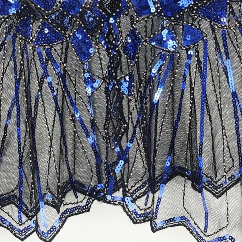 1920s Shawl Wraps Sequin Beaded Evening Cape Bridal Shawl Bolero Flapper Cover Up Oversize Transparent Mesh Shawl Wrap (Black Golden) 7