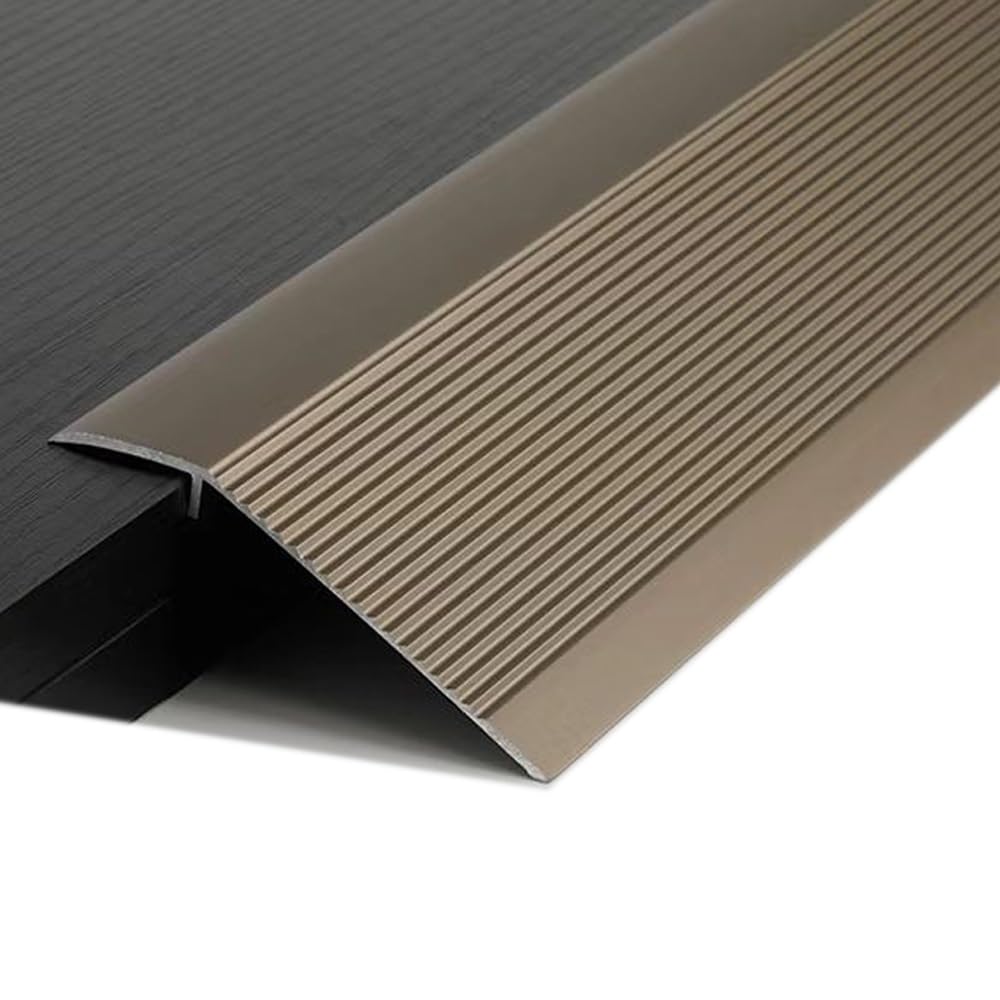 SKINCATE Floor Transition Strip Aluminum, Cuttable Threshold Ramp Drop High 10-50mm, Carpet/Wood/Tile Threshold Reducer, Seam Binder Entry Ramp(Champagne)