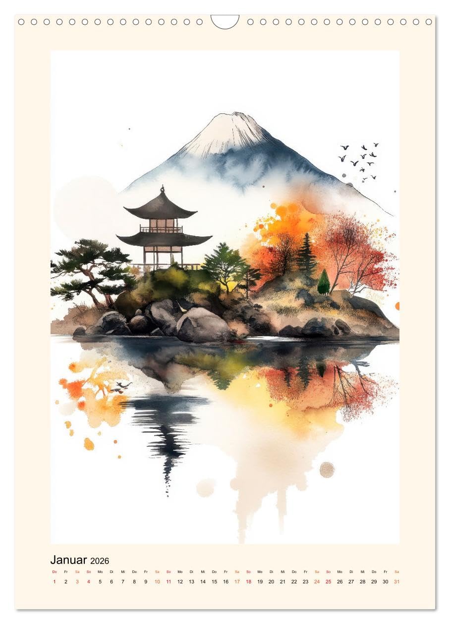 Japan - Momente der Stille (Wandkalender 2026 DIN A3 hoch), CALVENDO Monatskalender: Meisterwerke der japanischen Malerei und Kunst. (CALVENDO Kunst)