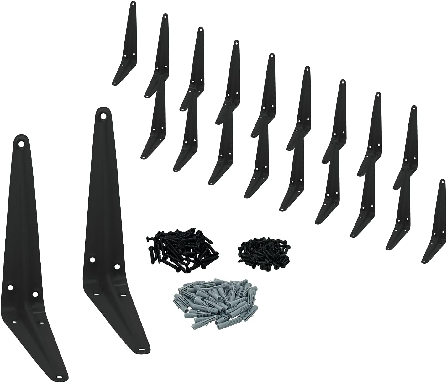 Nuk3y L Shape Heavy Duty Shelf Bracket with Screws, 20 Pack (10"" x 12"", Black)