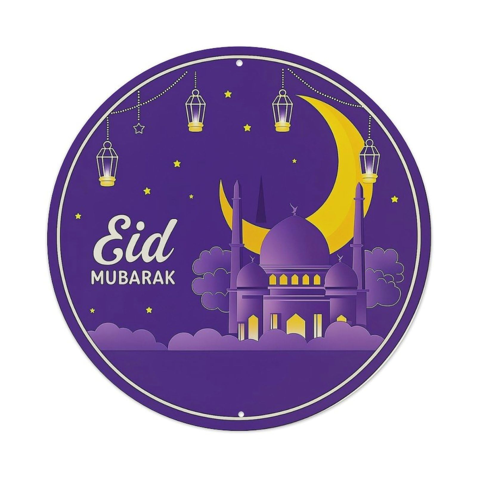 Jdyansheng Vintage Eid Mubarak Mosque Moon Lanterns Tin Sign Metal Poster Metal Signs For Home Man Cave Bar Cafe Kitchen Laundry Room Wall Decorations 8X8 Inches