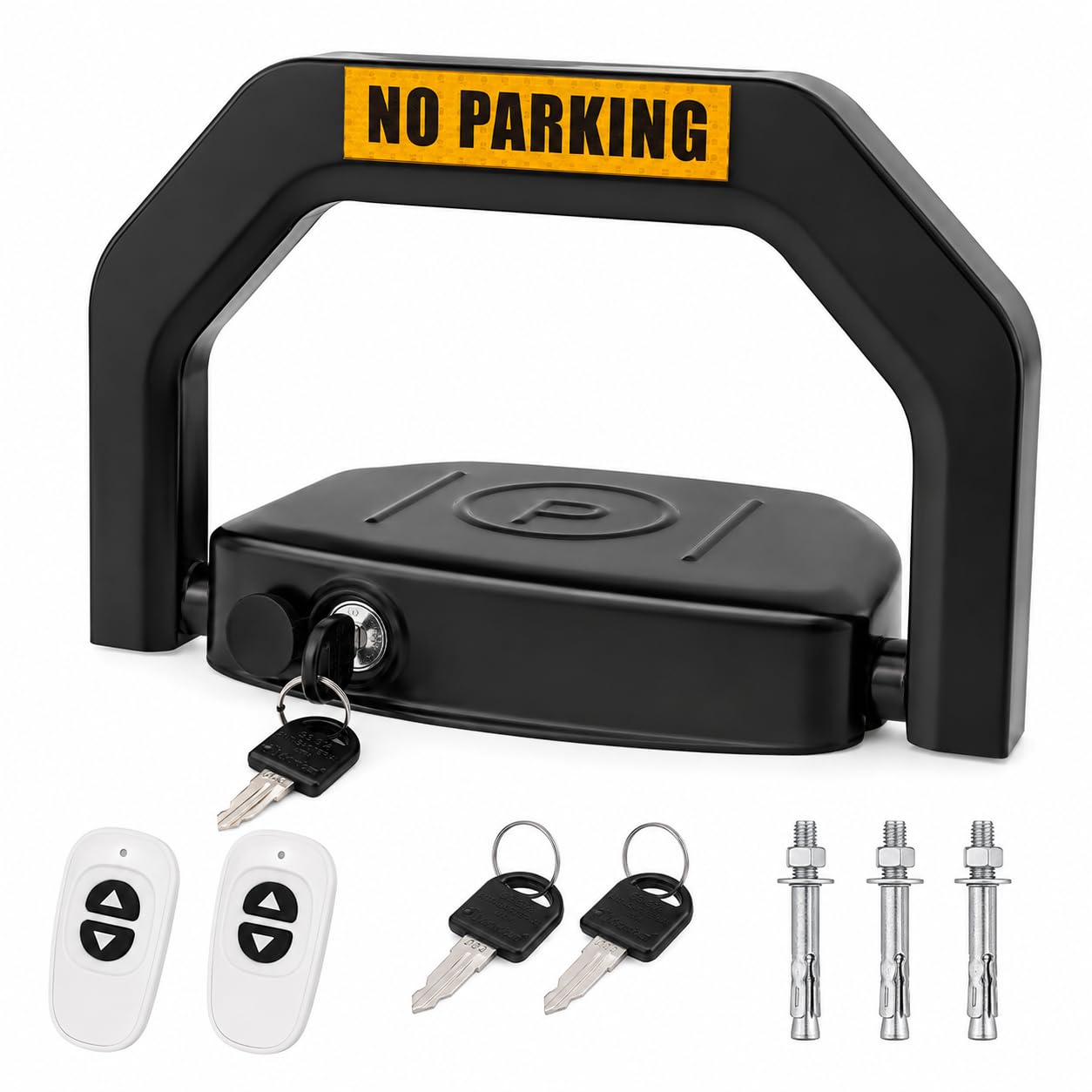 Blocco parcheggio elettrico 6T carico con telecomando e IP67, blocco parcheggio pieghevole in acciaio legato per parcheggio privato, aree residenziali e parcheggio aziendale – Include 2 telecomandi