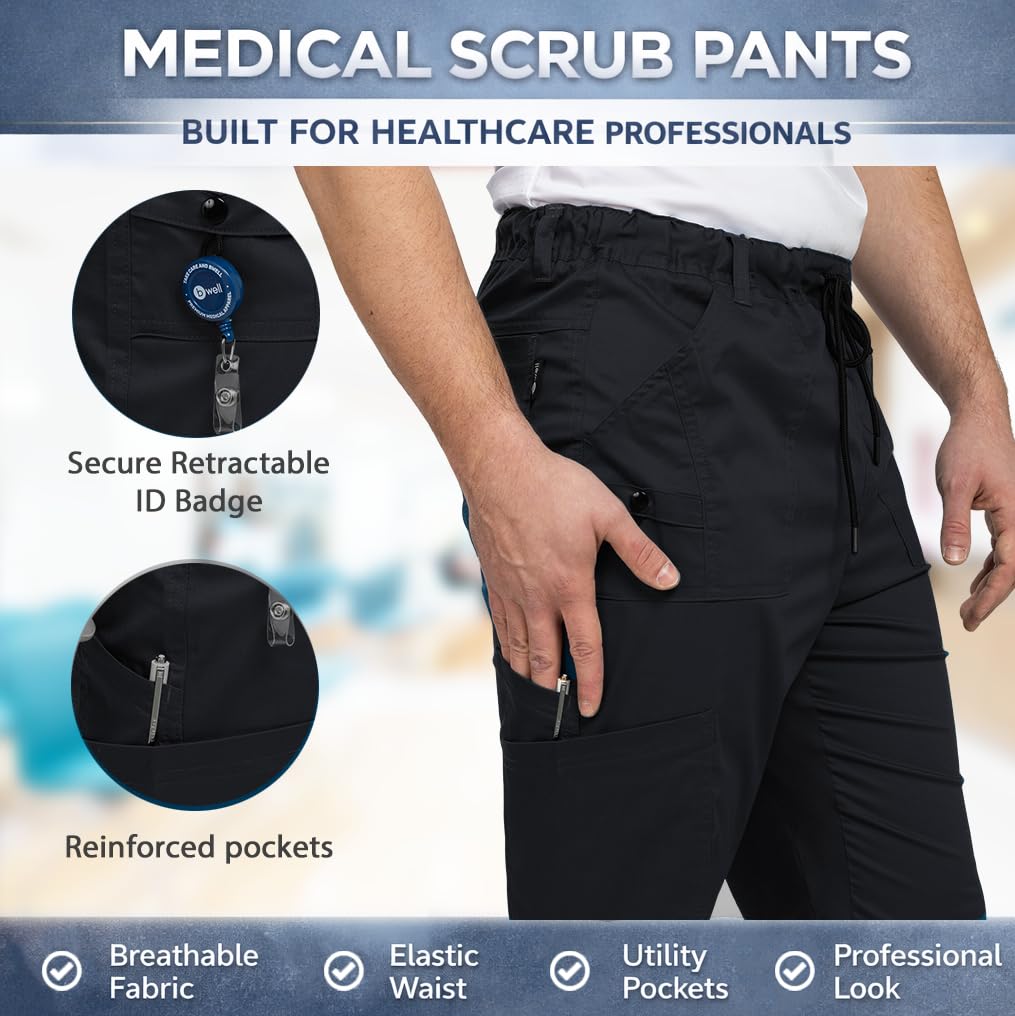 B-well Dante Man - Pantalones médicos para hombre, de alta calidad, con cintura elástica - 5