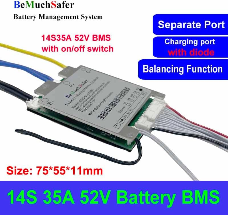 Fuel Tank Style eBike Battery Case Fits 56PCS 21700 Cells 52V Battery Box 14S4P Nickel Strip 14S 35A BMS for DIY Fuel Tank Style E-Bike E-Scooter E-Motorcycle Battery Pack (52V Case+Nickel Strip+BMS)